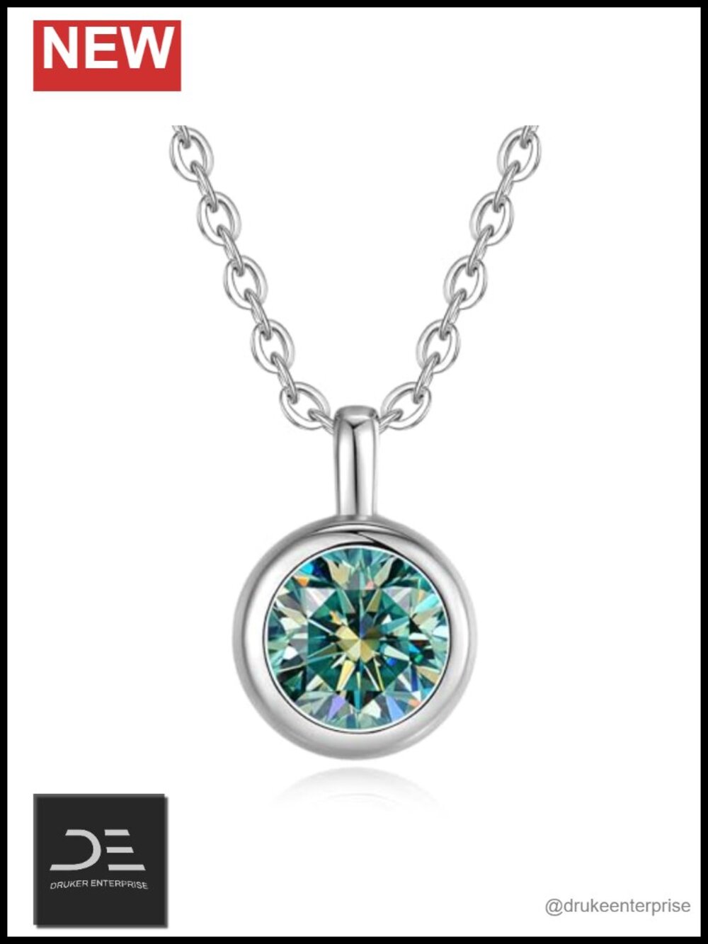 925 Sterling Silver Moissanite Necklace for Women 1-2CT Solitaire Pendant